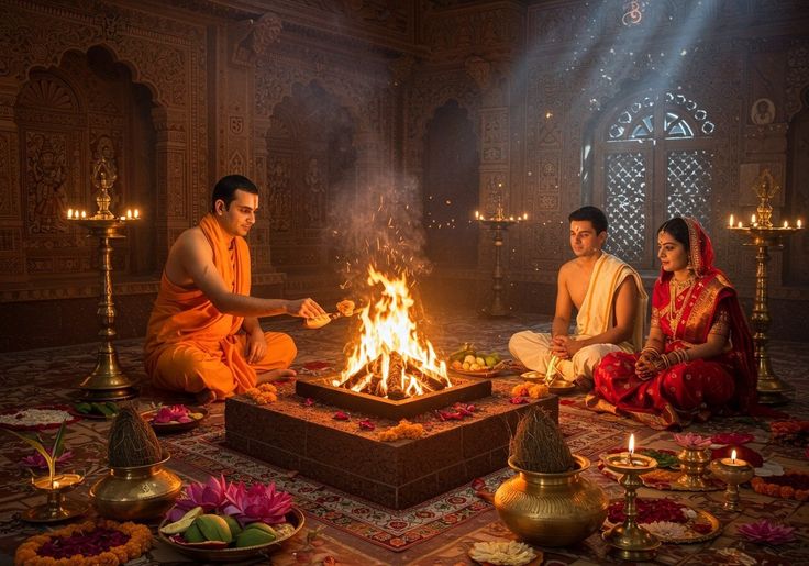 Sacred fire ritual Homa ceremony